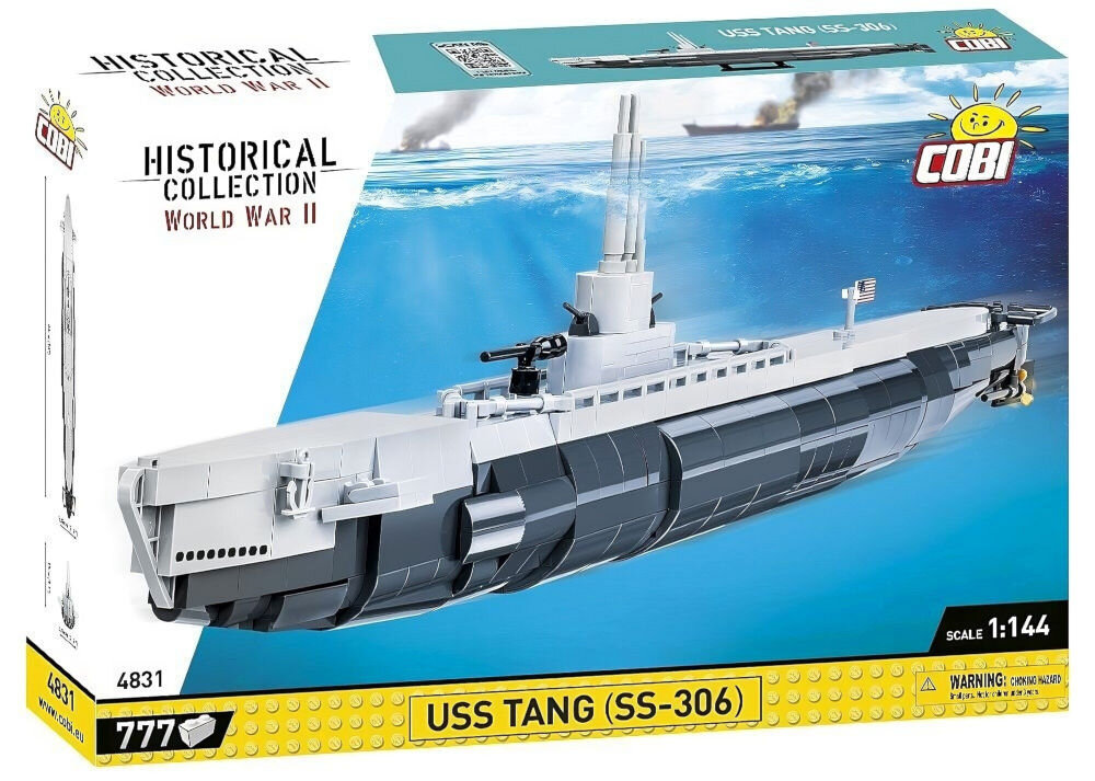 Klocki plastikowe COBI Historical Collection World War II USS Tang SS-306 COBI-4831 dobry prezent dla miłośników historii militariów i marynistyki
