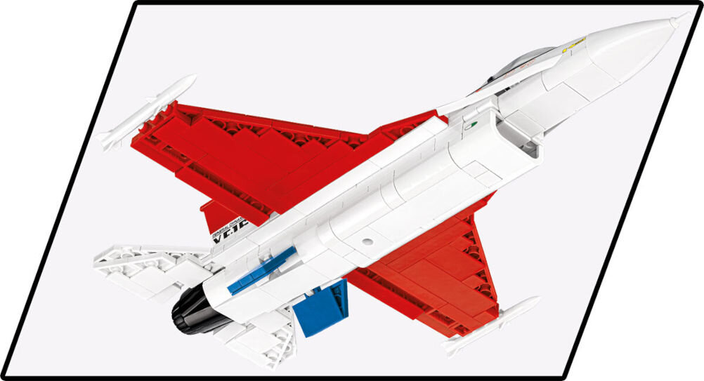 Klocki plastikowe COBI Armed Forces F-16 YF-16 First Flight 1974 COBI-5892 intuicyjna instrukcja dla miłośników lotnictwa militariów klockowych pasjonatów