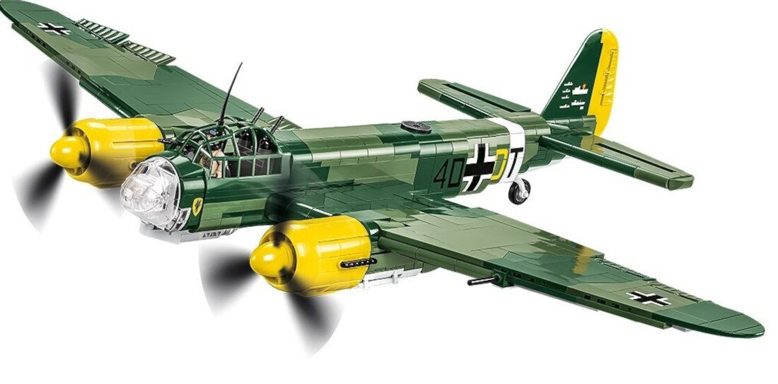 Klocki plastikowe COBI Historical Collection World War II Junkers Ju 88 COBI-5733 dla pasjonatów niemiecki dwusilnikowy samolot funkcja nocnego myśliwca bombowca torpedowego samolot rozpoznawczy
