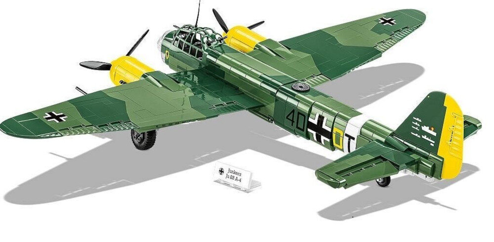 Klocki plastikowe COBI Historical Collection World War II Junkers Ju 88 COBI-5733 Dokładność historyczna odwzorowuje niemieckiego bombowca 1160 klocków skala odporne nadruki