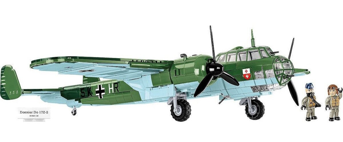 Klocki plastikowe COBI Historical Collection World War II Dornier Do 17Z-2 COBI-5754 Trwałość oznaczeń trwałe nadruki dwukolorowy wtrysk