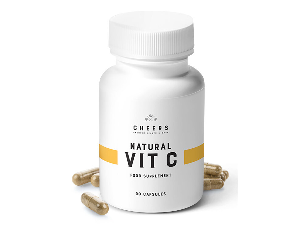 Kompleks witamin CHEERS Vit C 90 kapsułek wsparcie ukladu odpornosciowego witamina C z naturalnych roslinnych zrodel wyciag z aceroli dzikiej rozy grejpfruta ochrona przes stresem oksydacyjnym wsparcie zdrowia naturalne skladniki