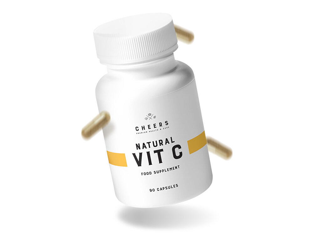 Kompleks witamin CHEERS Vit C 90 kapsułek bez uzycia syntetycznego kwasu askorbinowego delikatna dla zoladka latwo przyswajalna w pelni naturalne