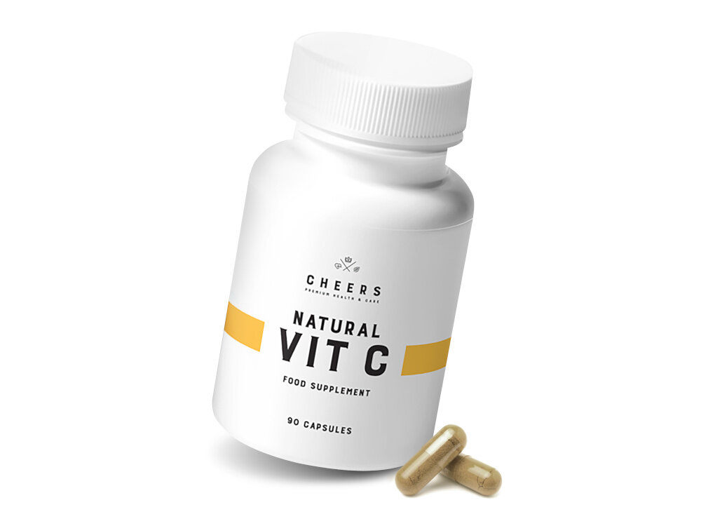 Kompleks witamin CHEERS Vit C 90 kapsułek latwe do polkniecia farmaceutyczna jakosc kapsulek Vcaps Plus 3 kapsulki dziennie popic woda 90 kapsulek w opakowaniu 1 miesiac uzytkowania