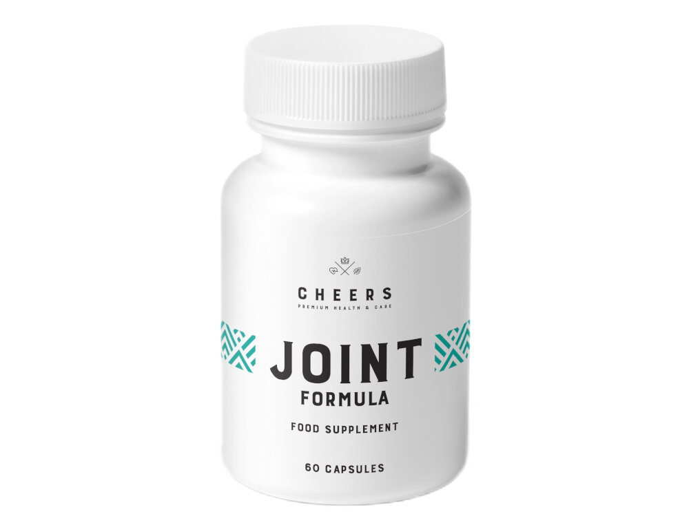Suplement na stawy CHEERS Joint Formula 60 kapsułek przyjaza dla wegetarian i wegan etykieta nie zawiera sztucznych barwnikow konserwantow zbednych dodatkow naturalne skladniki wysoka biodostepnosc skladnikow aktywnych
