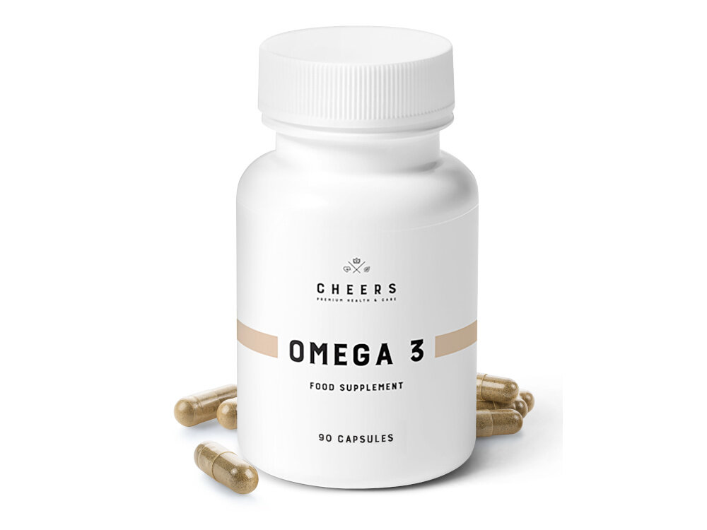 Kwasy Omega 3 CHEERS 90 kapsułek zdrowy poziom trojglicerydow we krwi lepsza kondycja serca wsparcie zdrowia skory i funkcji poznawczych poprawa nawilzenia skory wsparcie koncentracji i pamieci
