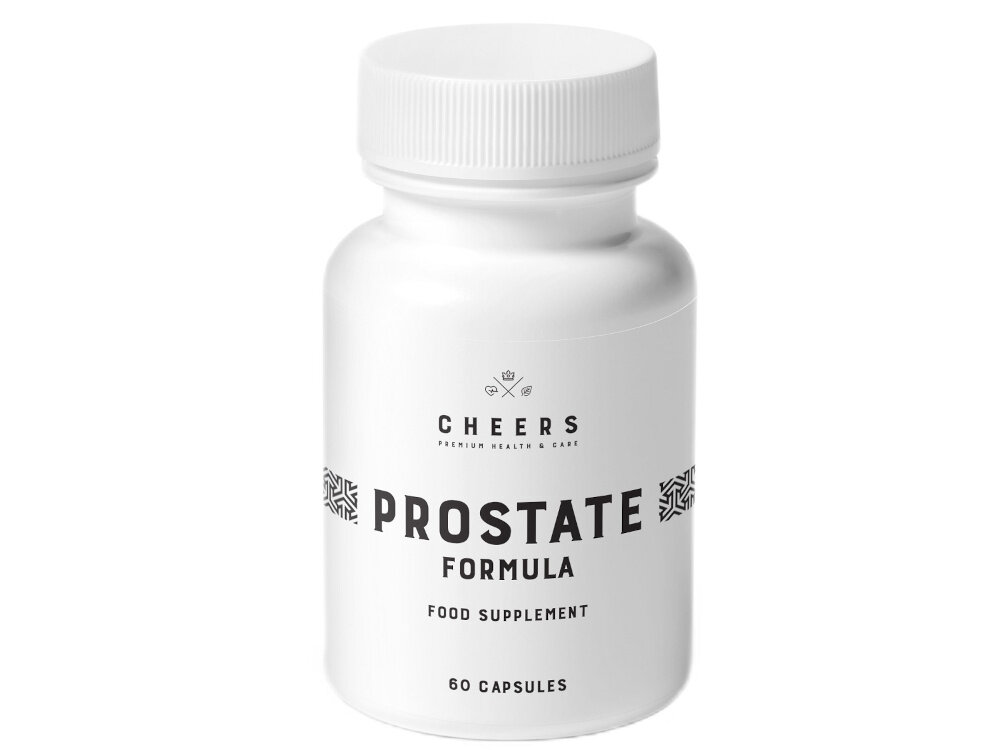 Suplement na prostatę CHEERS 60 kapsułek przyjaza dla wegetarian i wegan etykieta nie zawiera sztucznych barwnikow konserwantow zbednych dodatkow naturalne skladniki wysoka biodostepnosc skladnikow aktywnych