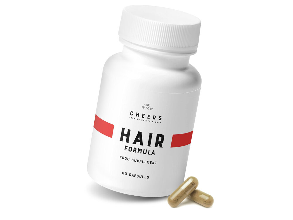 Suplement na włosy CHEERS Hair Formula 60 kapsułek kwas fosfatydowy 50,00 mg bogactwo mineralow cynk 10,00 mg 100% RWS selen 55,00 μg - 100% RWS wzmocnienie wlosow zdrowy polysk wieksza odpornosc na uszkodzenia