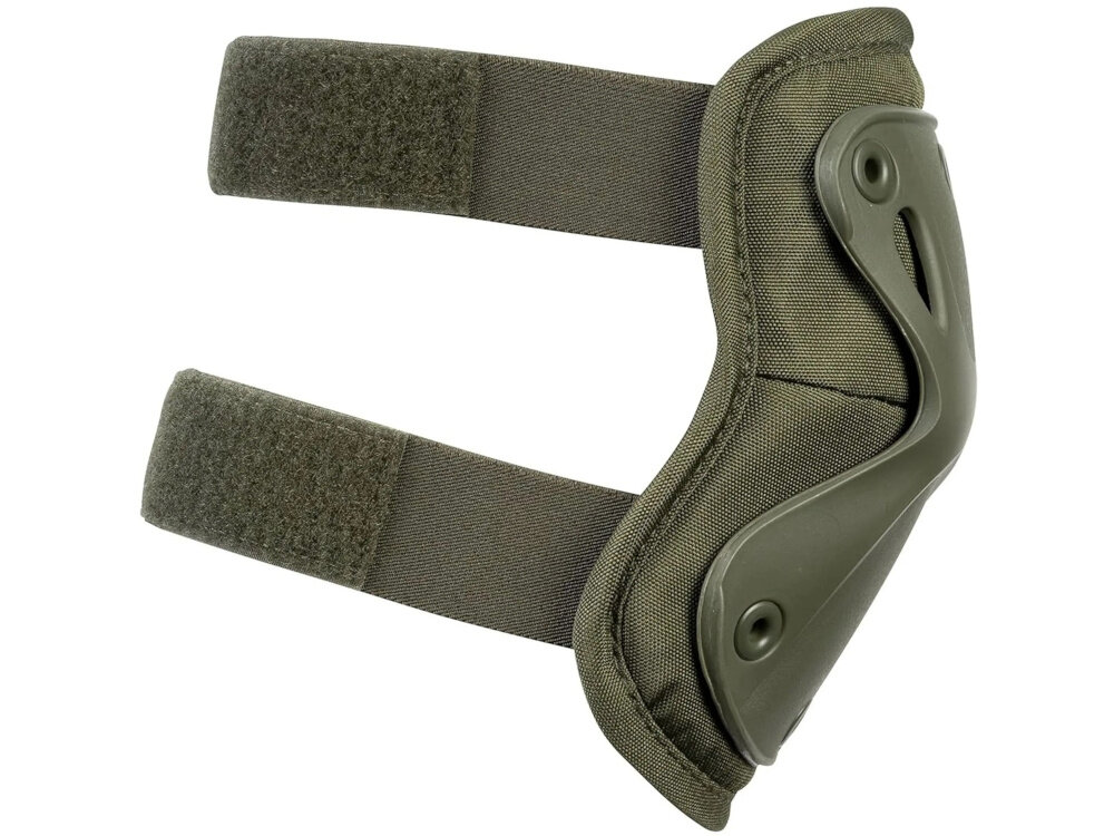 Ochraniacze taktyczne EXTRALINK Military MIL-686 ochraniacz na białym tle widoczny z boku wykonane z poliwęglanu, poliestru 1000D, nylonu, lycry oraz pianki EVA odporność na uszkodzenia mechaniczne, przetarcia i wstrząsy wnętrze ochraniaczy wyściełane pianką EVA komfort użytkowania miękka wyściółka absorbuje uderzenia i wstrząsy ochrona stawów jest kluczowa dla bezpieczeństwa i wydajności