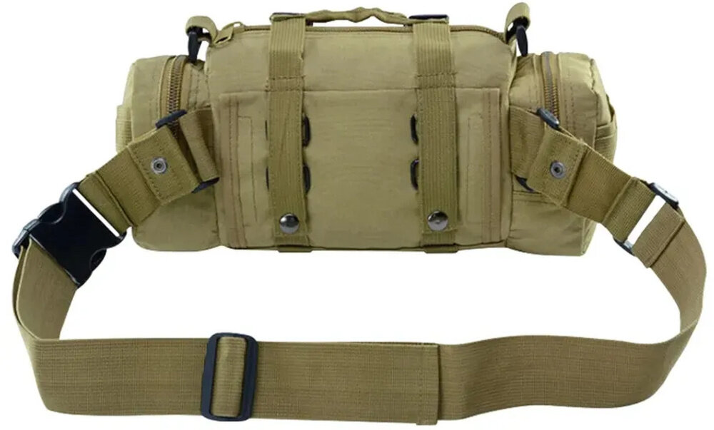 Torba EXTRALINK MIL-662 torba na białym tle widoczna od tyłu do codziennego użytkowania działań taktycznych aktywności outdoorowych regulowane opcje noszenia w dłoni na ramieniu jako nerkę można dopasować torbę do konkretnej sytuacji i sylwetki stabilna