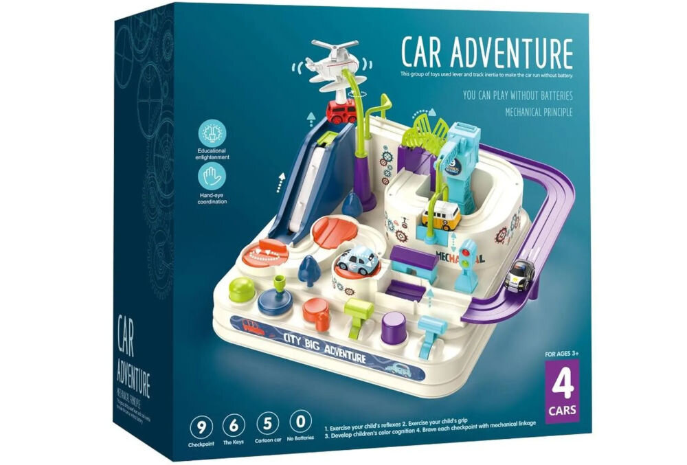 Tor samochodowy EXTRALINK Inteligentny EX.37605 prezentacja opakowania na białym tle wysoka jakość bezpieczne materiały bezpieczna zabawa zaokrąglone kształty solidna konstrukcja