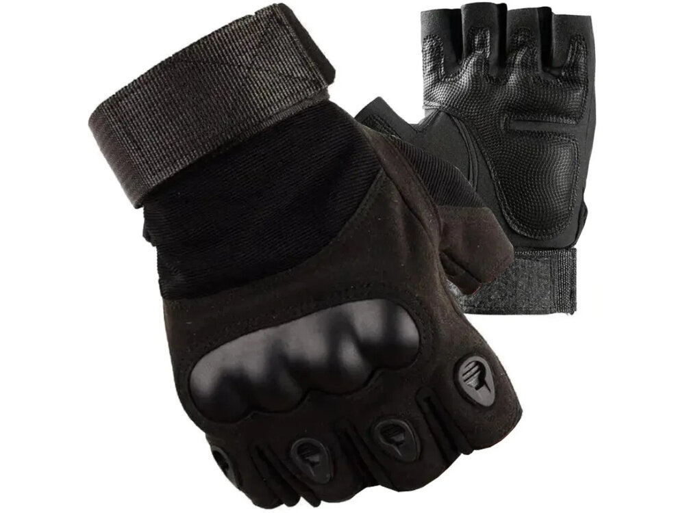 Rękawice taktyczne EXTRALINK MIL-693 (rozmiar L) Czarny rękawice na białym tle szeroka taśma na rzep stabilizuje rękawice na dłoni usztywnia nadgarstek regulowane zapięcie dopasowanie do obwodu nadgarstka regulacja w zakresie 23–24 cm