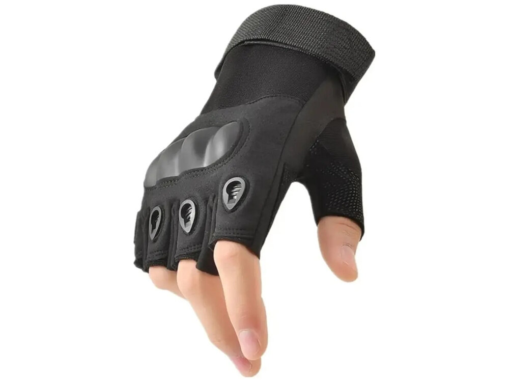 Rękawice taktyczne EXTRALINK MIL-693 (rozmiar L) Czarny jedna rękawica na białym tle z połączenia gumy i nylonu odporność na przetarcia i uszkodzenia mechaniczne materiał jest elastyczny wytrzymały w rozmiarze L