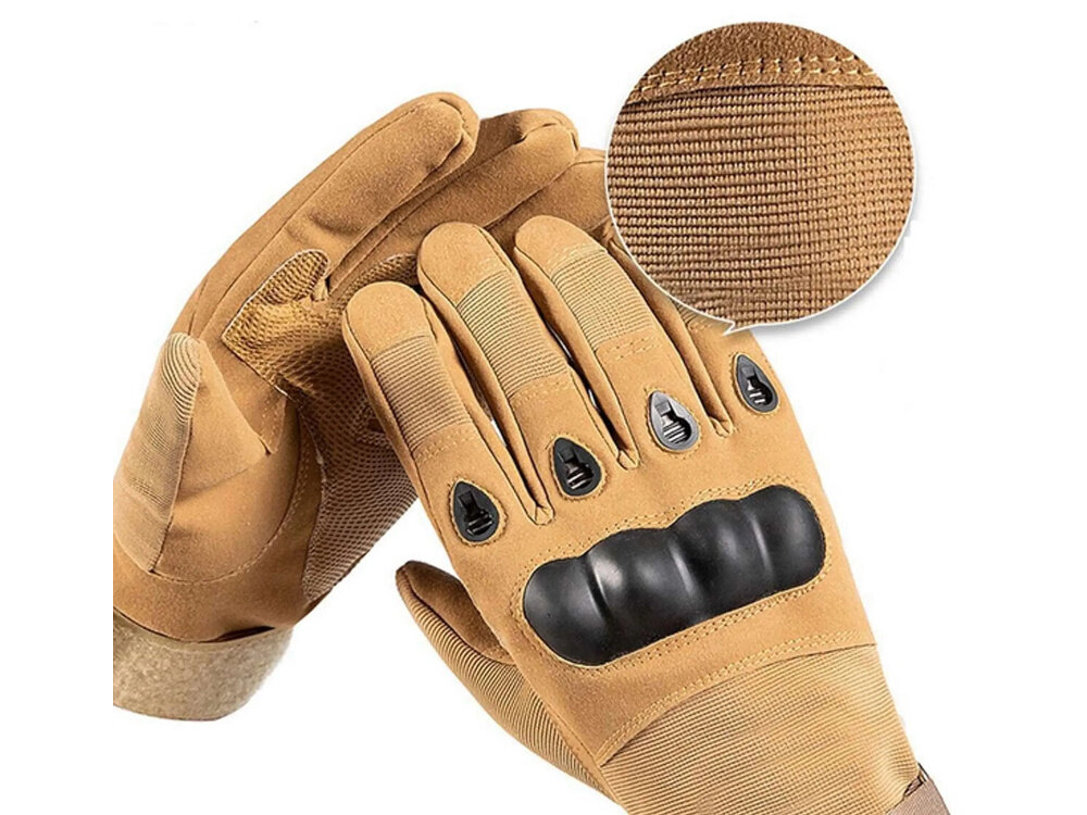 Rękawice taktyczne EXTRALINK MIL-696 (rozmiar L) Brązowy rękawice na białym tle wewnętrzna część rękawic ma otwory wentylacyjne odprowadzają wilgoć i zapobiegają przegrzewaniu dłoni suchość i komfort