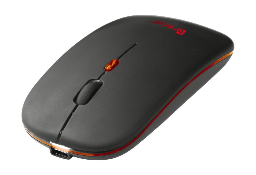 TRACER Slim sensor optyczny z możliwością regulacji czułości do 1600 DPI codziennych zadaniach biurowych - myszka na białym tle pod skosem od przodu
