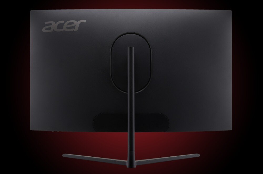 Monitor ACER Nitro EI322QURVBMIIPPX monitor ustawiony tyłem na czarno-czerwonym tle porty złacza podłączenie