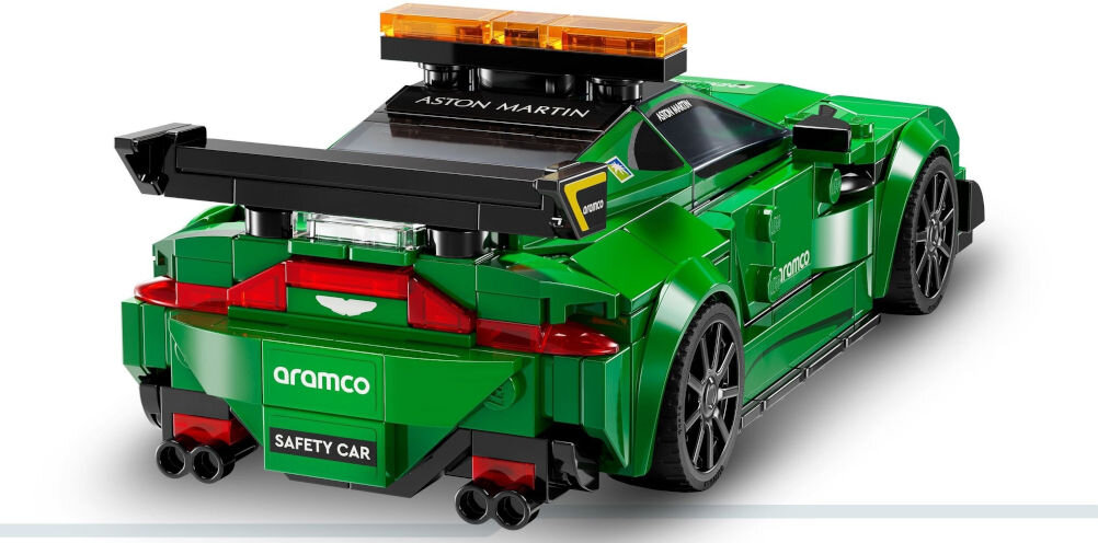 LEGO 76925 Speed Champions Samochód bezpieczeństwa Aston Martin i AMR23 realistyczne detale system Halo w wyścigowym bolidzie precyzyjnie odwzorowane elementy samochodu bezpieczeństwa