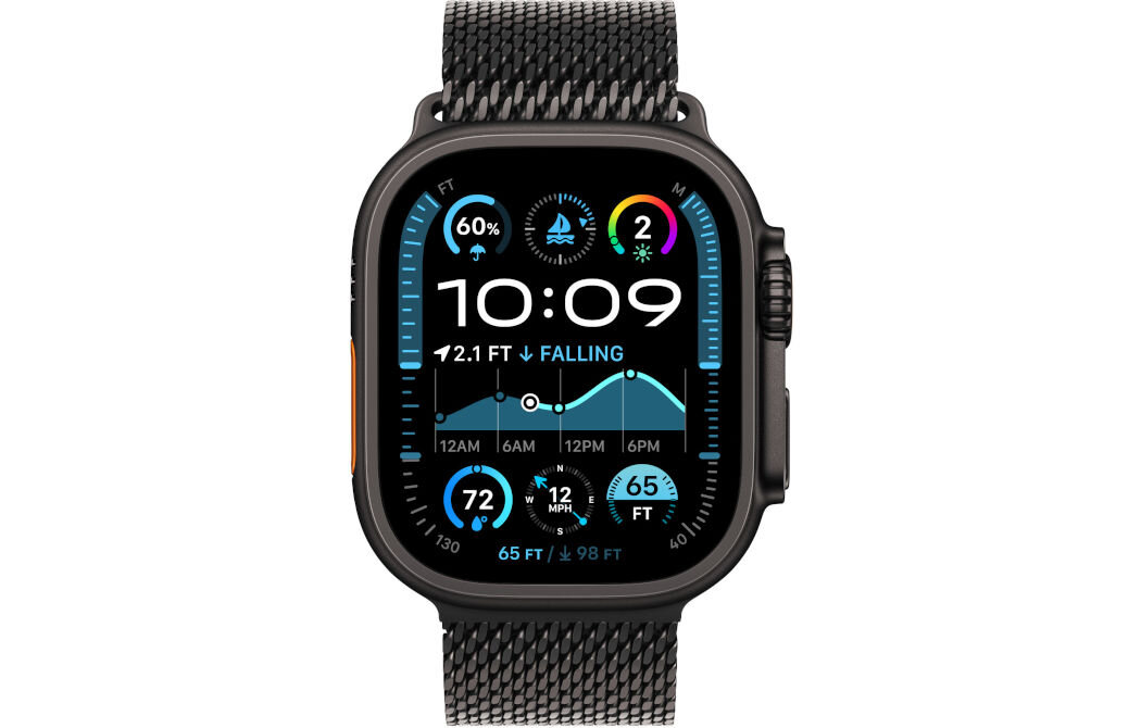 Pasek do Apple Watch (44/45/46/49mm) S Czarny bransoleta mediolańska z tytanu elegancka funkcjonalna z tytanu klasy lotniczej siateczkowa struktura bezpieczna klamra typu spadochronowego