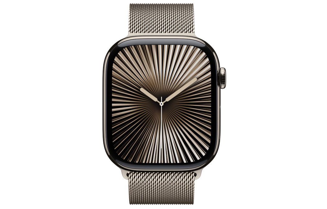 Bransoleta do Apple Watch (44/45/46/49mm) S/M Naturalny wykonana z gładkiej siateczki ze stali nierdzewnej pleciona na specjalistycznych włoskich maszynach magnetyczne zapięcie precyzyjna regulacja