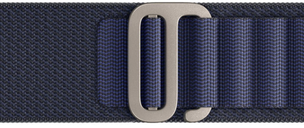 Pasek do Apple Watch (44//45/46/49mm) S Granatowy (Tytan naturalny) jednolita bezszwowa konstrukcja trwałe włókna wierchnie pętle tytanowa klamra w kształcie litery g