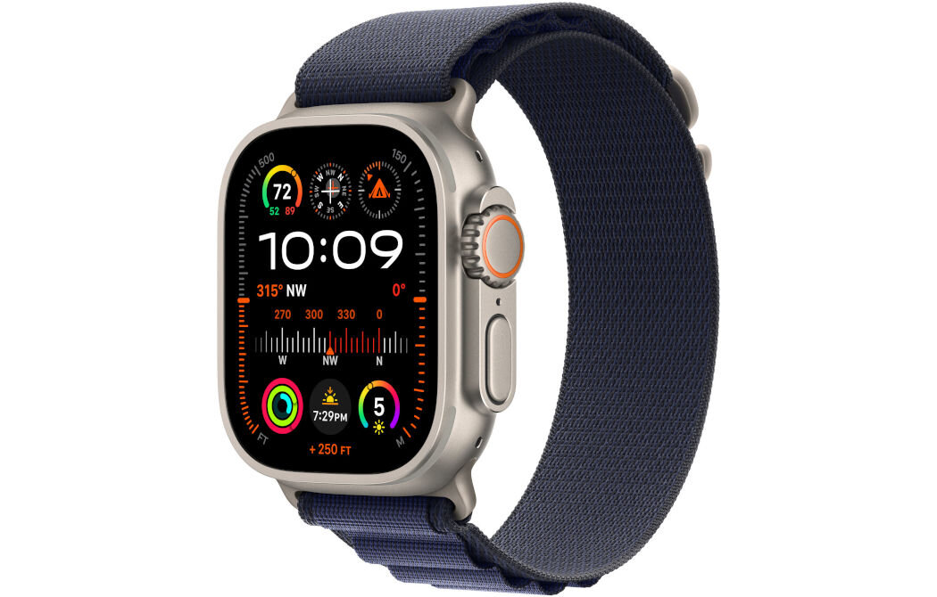 Pasek do Apple Watch (44//45/46/49mm) L Granatowy (Tytan naturalny) bezpieczny i odporny