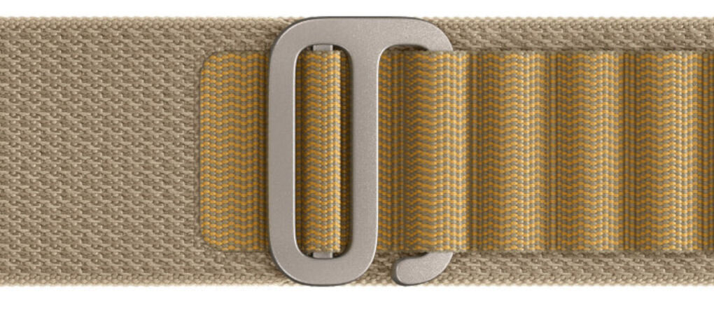 Pasek do Apple Watch (44//45/46/49mm) M Beżowy (Tytan naturalny) jednolita bezszwowa konstrukcja trwałe włókna wierchnie pętle tytanowa klamra w kształcie litery g