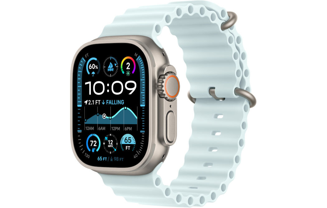 Pasek do Apple Watch (44/45/46/49mm) Mroźny błękit (Tytan naturalny) idealny do sportów wodnych