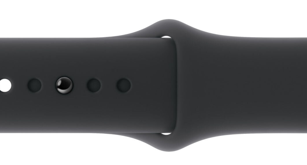 Pasek do Apple Watch (44/45/46/49mm) M/L Czarny wykonany z fluoroelestomeru gładki zapięcie z napą i szlufką