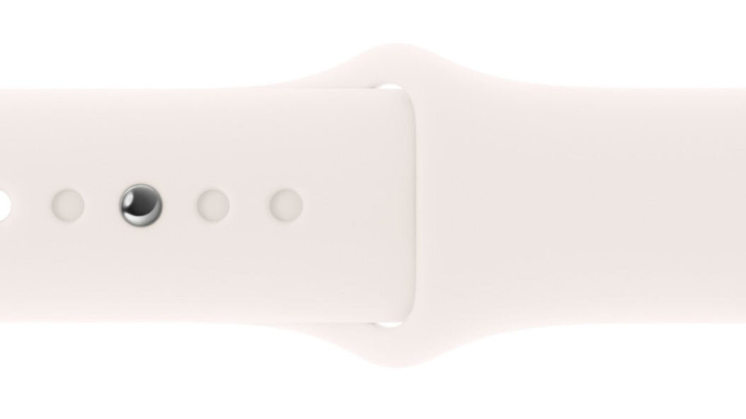 Pasek do Apple Watch (44/45/46/49mm) M/L Łagodny Róż wykonany z fluoroelestomeru gładki zapięcie z napą i szlufką