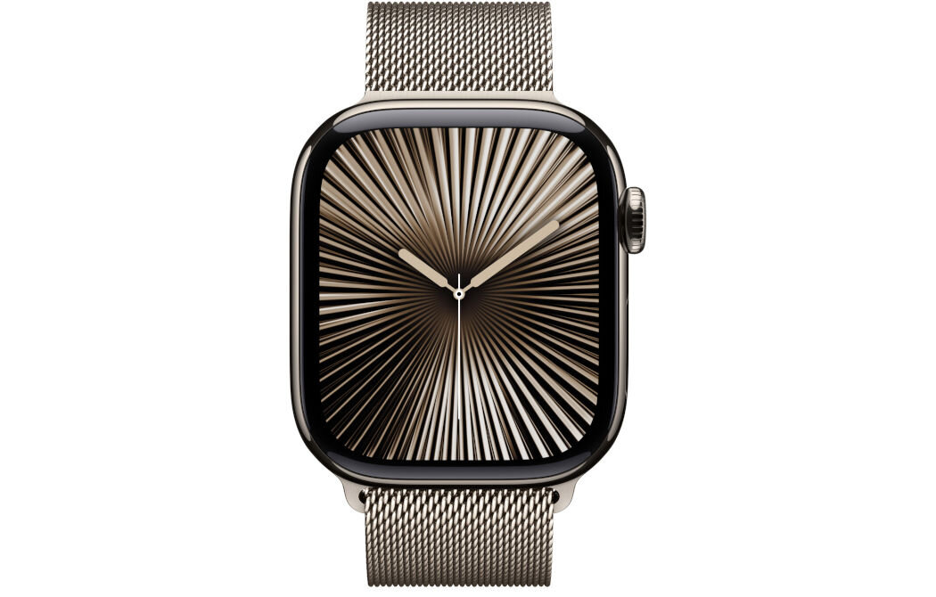 Bransoleta mediolańska do Apple Watch (44/45/46/49mm) M/L Naturalny wykonana z gładkiej siateczki ze stali nierdzewnej pleciona na specjalistycznych włoskich maszynach magnetyczne zapięcie precyzyjna regulacja