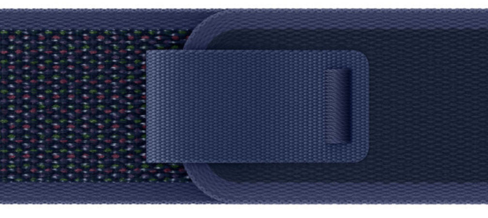 Pasek do Apple Watch (44/45/46/49mm) M/L Niebieski (Tytan naturalny) miękki splot nylonowy o zwiększonej rozciągliwości zapięcie na zakładkę