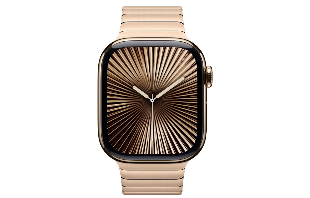 Bransoleta panelowa do Apple Watch (38/40/41/42mm) Złoty oryginalny wygląd komfort noszenia stal nierdzewna 316L ponad 100 starannie zaprojektowanych elementów
