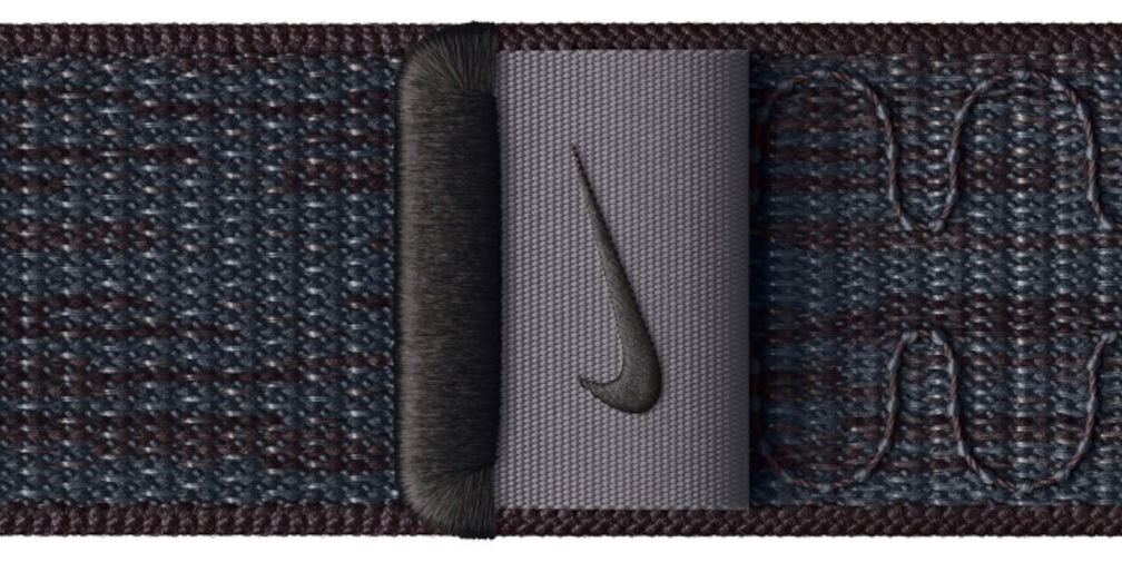 Pasek do Apple Watch Nike (38/40/41/42mm) Czarno-niebieski opaska zawiera co najmniej 68% przędzy pochodzącej z poprzednich sezonów lekka oddychająca miękka z odważnym wzorem
					zapięcie na rzep pleciona zakładka logo Nike