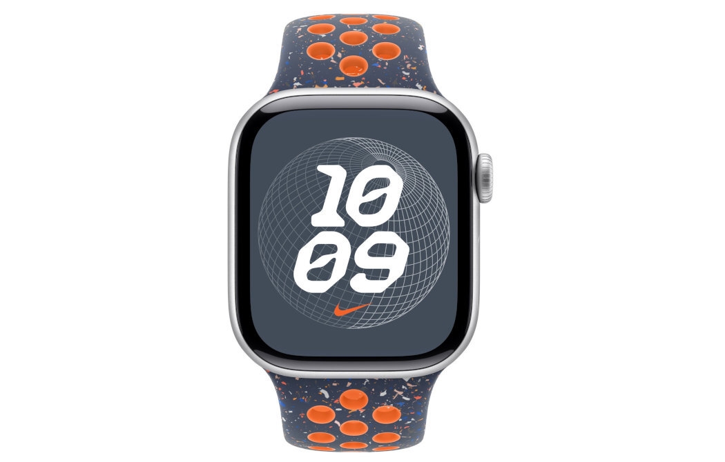 Pasek do Apple Watch Nike wytrzymały miękki przewiewny specjalnie wytłoczone otwory gładki materiał matowe wykończnie 
					aluminiowego zapięcia