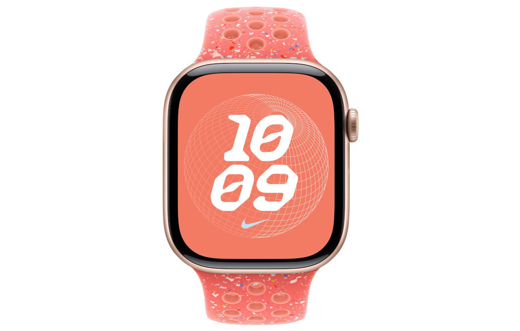 Pasek do Apple Watch Nike wytrzymały miękki przewiewny specjalnie wytłoczone otwory gładki materiał matowe wykończnie 
					aluminiowego zapięcia