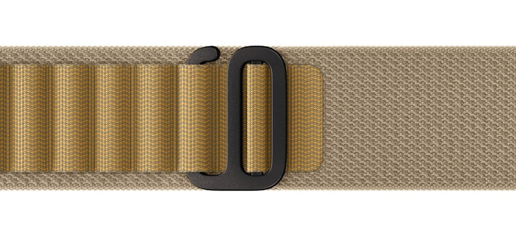 Pasek do Apple Watch (44//45/46/49mm) L Beżowy (Tytan naturalny) jednolita bezszwowa konstrukcja trwałe włókna wierchnie pętle tytanowa klamra w kształcie litery g