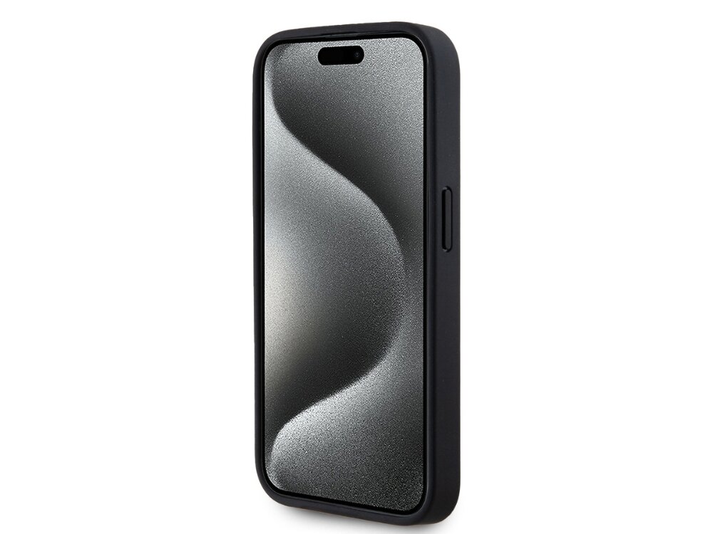 Etui KARL LAGERFELD Leather Monogram Metal Logo MagSafe do Apple iPhone 15 Pro Czarny trwałość ranty ochrona wstrząsy