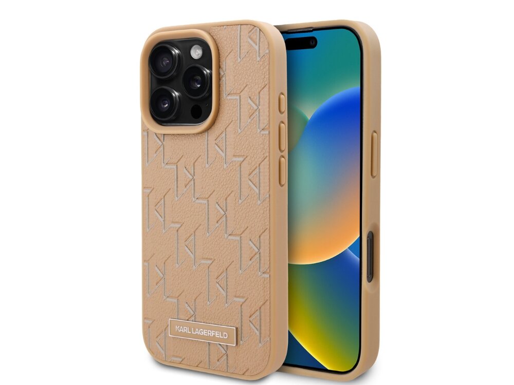 Etui KARL LAGERFELD Leather Monogram Metal Logo MagSafe do Apple iPhone 16 Pro Beżowy
            etui krawędzie akcesoria bezpieczeństwo magsafe