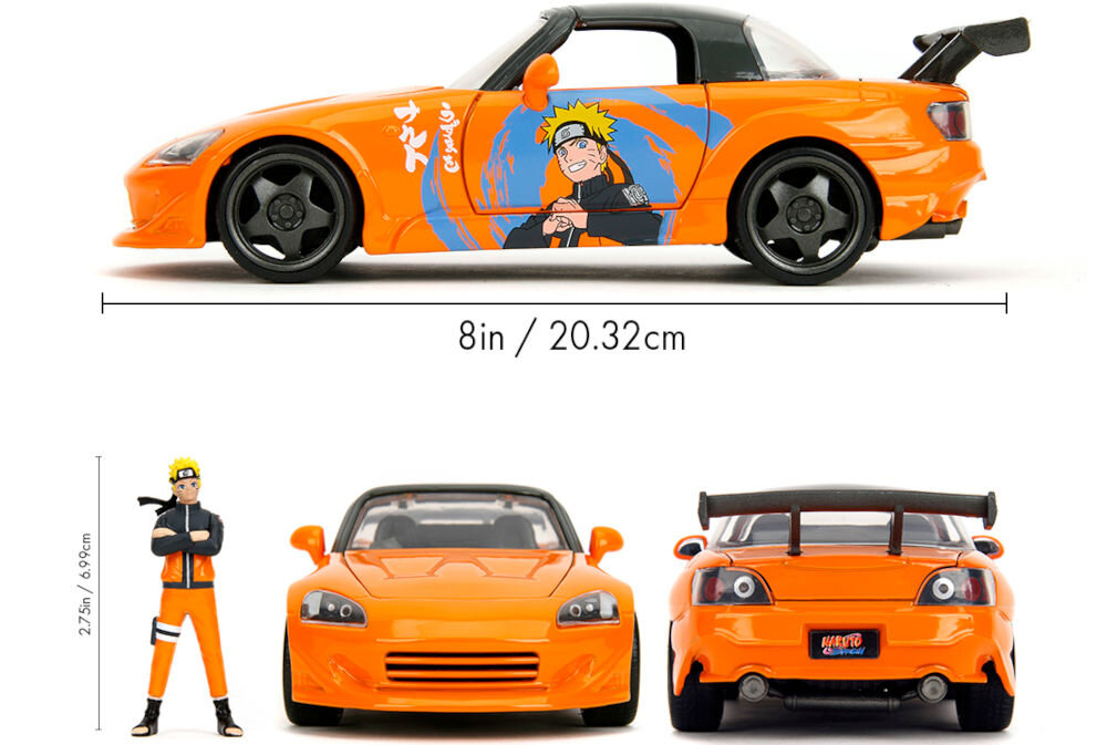 Samochód JADA TOYS Naruto 2001 Honda S2000 + figurka 253255084 pasja do motoryzacji anime Naruto metalowy model Honda S2000 skala 1:24 seria Naruto Shippuden wierne odwzorowanie samochodu