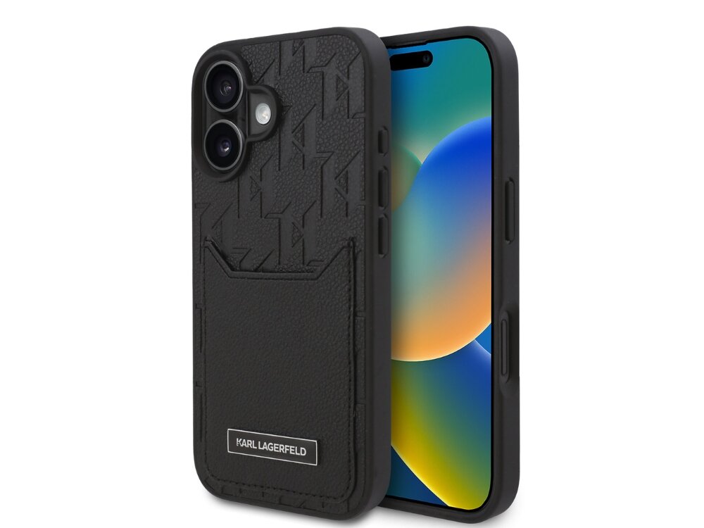 Etui KARL LAGERFELD Cardslots Monogram do Apple iPhone 16 Czarny etui case pokrowiec plecki