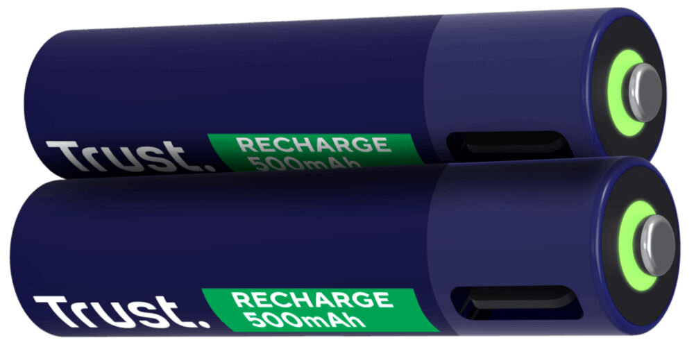 Akumulatorki AAA 500 mAh USB-C TRUST (2 szt.) baterie z widocznym portem USB-C pojemność 500 mAh czas ładowania około godziny