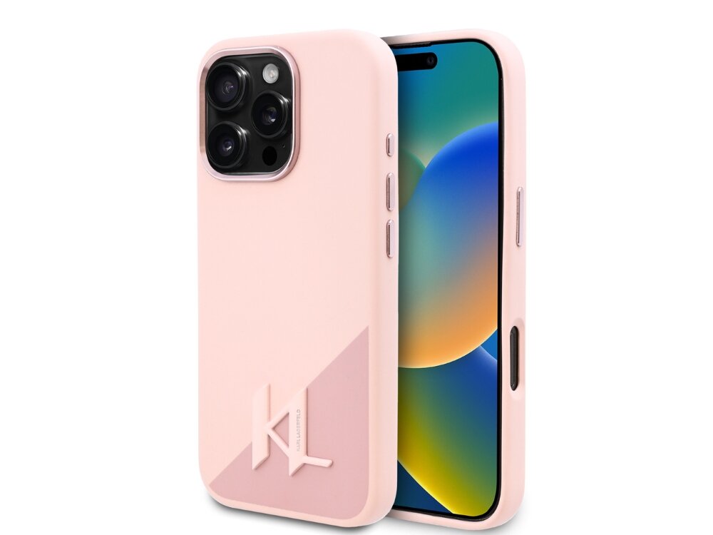 Etui KARL LAGERFELD Silicone Shadow Metal Initial ochrona zarysowania uszkodzenia podniesione krawędzie zabezpieczanie ekranu aparatu Elastyczny materiał precyzyjne wycięcia Wygoda i kompatybilność Magsafe magnetyczne mocowanie szybkie bezprzewodowe ładowanie indukcyjne