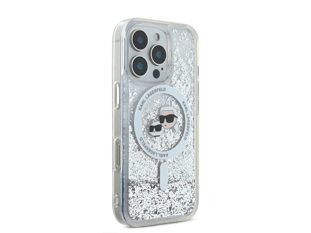 Etui KARL LAGERFELD Liquid Glitter Karl&Choupette Head MagSafe
            brokat motyw styl transparentność magsafe ładowanie