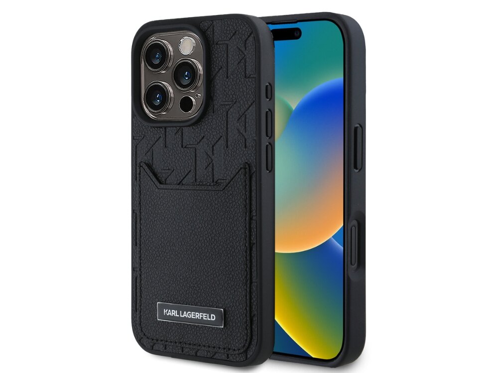 Etui KARL LAGERFELD Cardslots Monogram do Apple iPhone 16 Pro Max Czarny etui case pokrowiec plecki