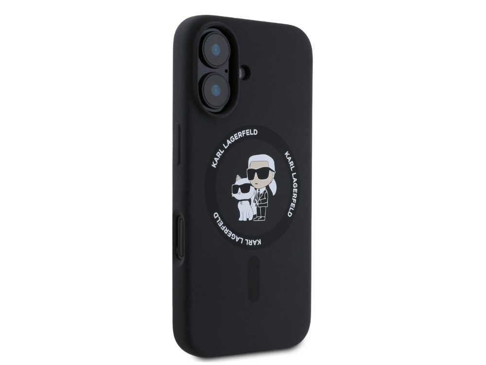 Etui KARL LAGERFELD Silicone Karl&Choupette Ring MagSafe do Apple iPhone 16 Plus Czarny
            grafika magsafe pierścień amortyzacja