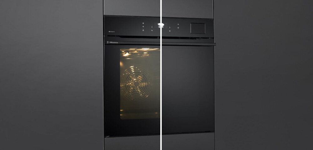 Piekarnik HISENSE BFS615S8B Eleganckie czarne wykończenie styl wykończenie wygląd szkło oświetlenie wnętrza