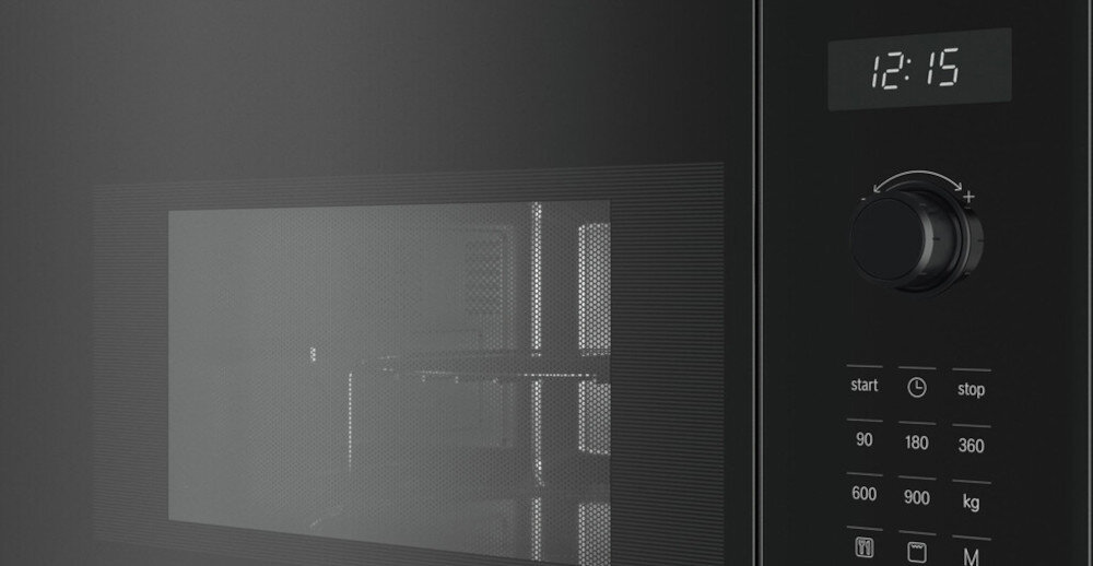 KUCHNIA MIKROFALOWA BOSCH BEL554MB0 zbliżenie na panel sterowania Wyświetlacz LCD prosta obsługa bezpośredni dostęp dodatkowe funkcje rekomendowane temperatury wskaźnik temperatury szybka regulacja precyzyjne ustawienia wygoda użytkowania dostosowanie do potrzeb wszystko pod ręką