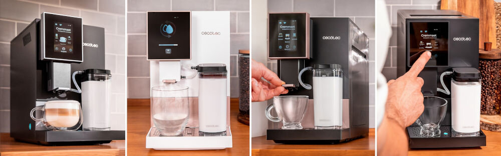 Ekspres CECOTEC Cremmaet Compactccino Connected Black funkcjonalność styl elegancki klasyczny kolor do wystroju każdej kuchni eleganckie wzornictwo stylowy element dekoracyjny