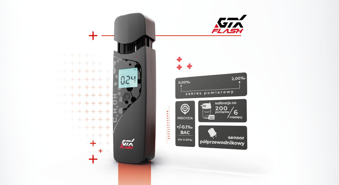 Alkomat GTX Flash Dokładność pomiaru wynik ekran promile Margines błędu