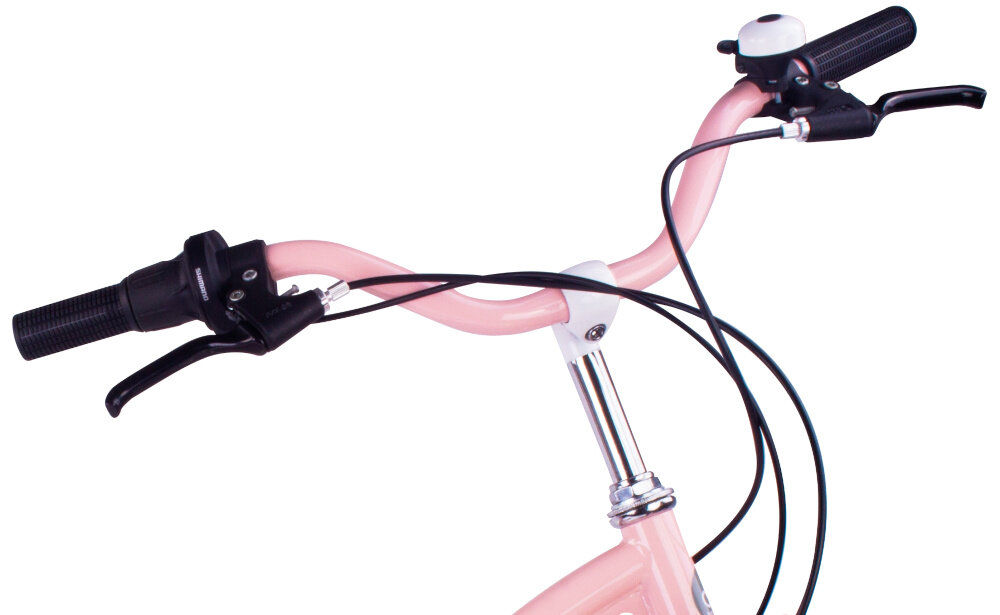 Rower młodzieżowy SUN BABY Heart Bike 24 cale dla dziewczynki Różowy zbliżenie na kierownicę zdjęcie na białym tle wysoki komfort jazdy brak uczucia dyskomfortu odpowiednia pozycja ciała uchwyty z antypoślizgowego materiału regulacja w zakresie od 100 do 102 cm